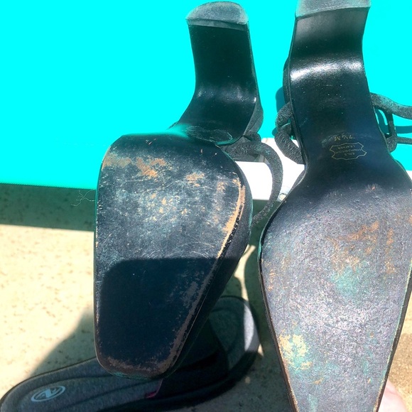 POINTED TOE SLING BACK HEELS BLACK HILLARD and HANSON GUC Sz 7 1/2 - Picture 10 of 12